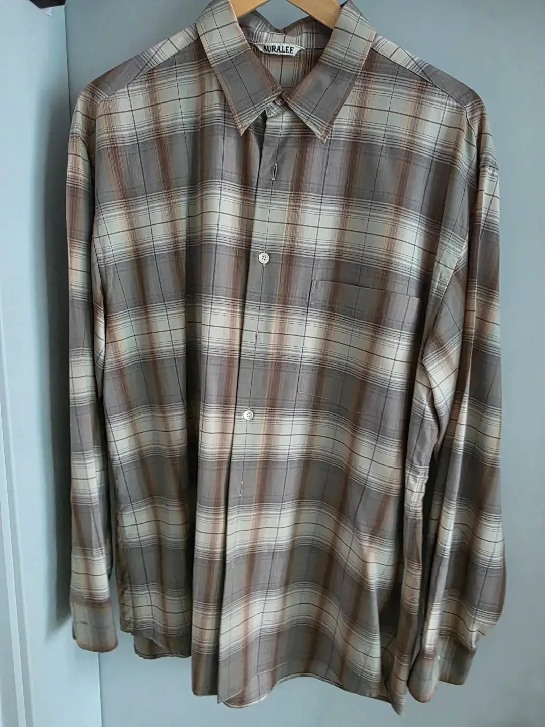 AURALEE Check Shirt Brown Beige