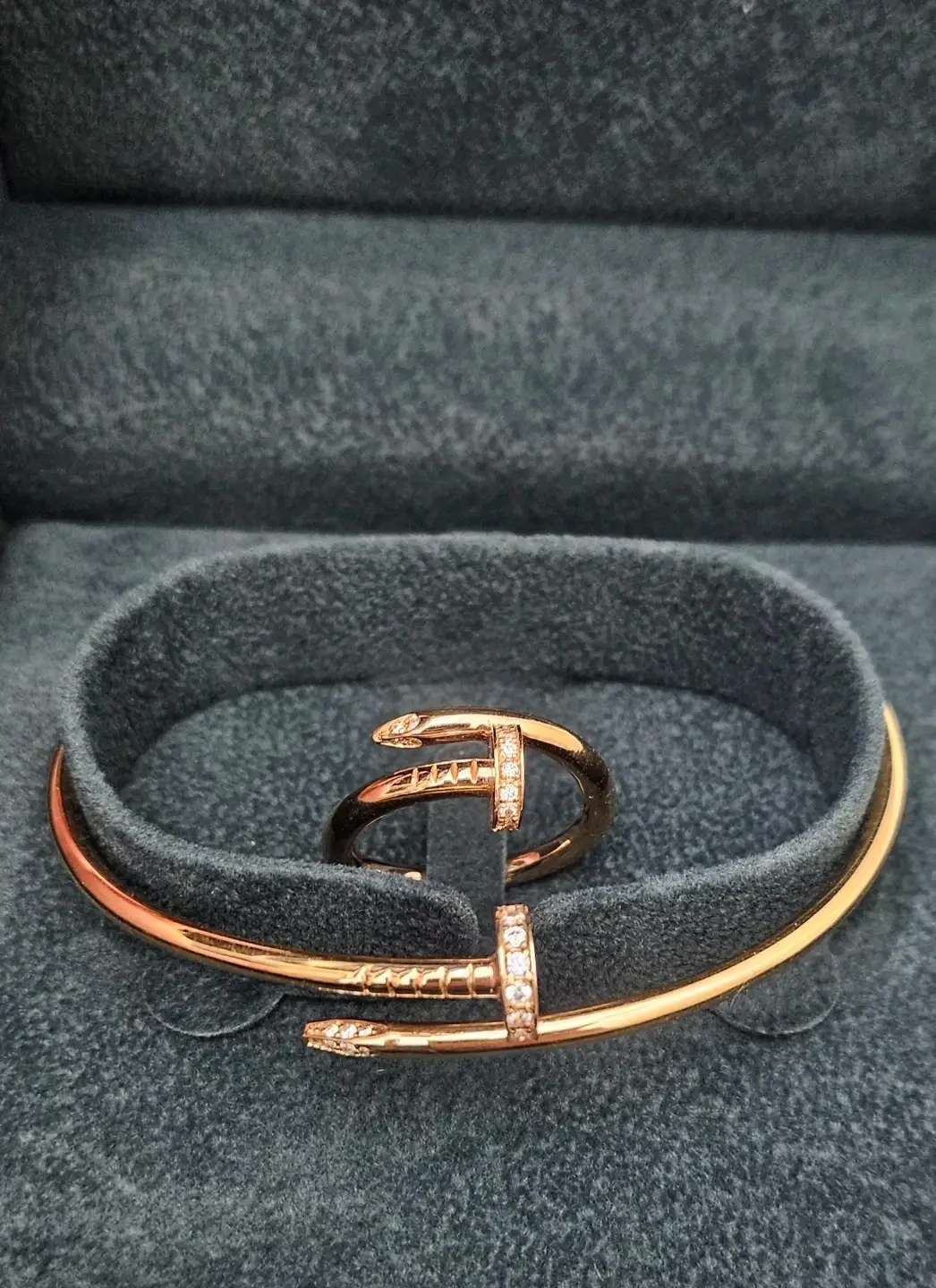 18k nail bracelet ring pink gold
