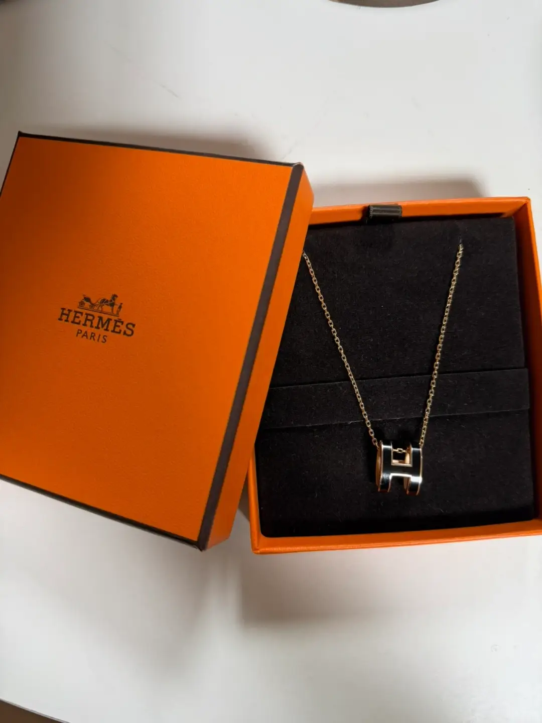 Hermès Pop H Necklace Rose Gold Black