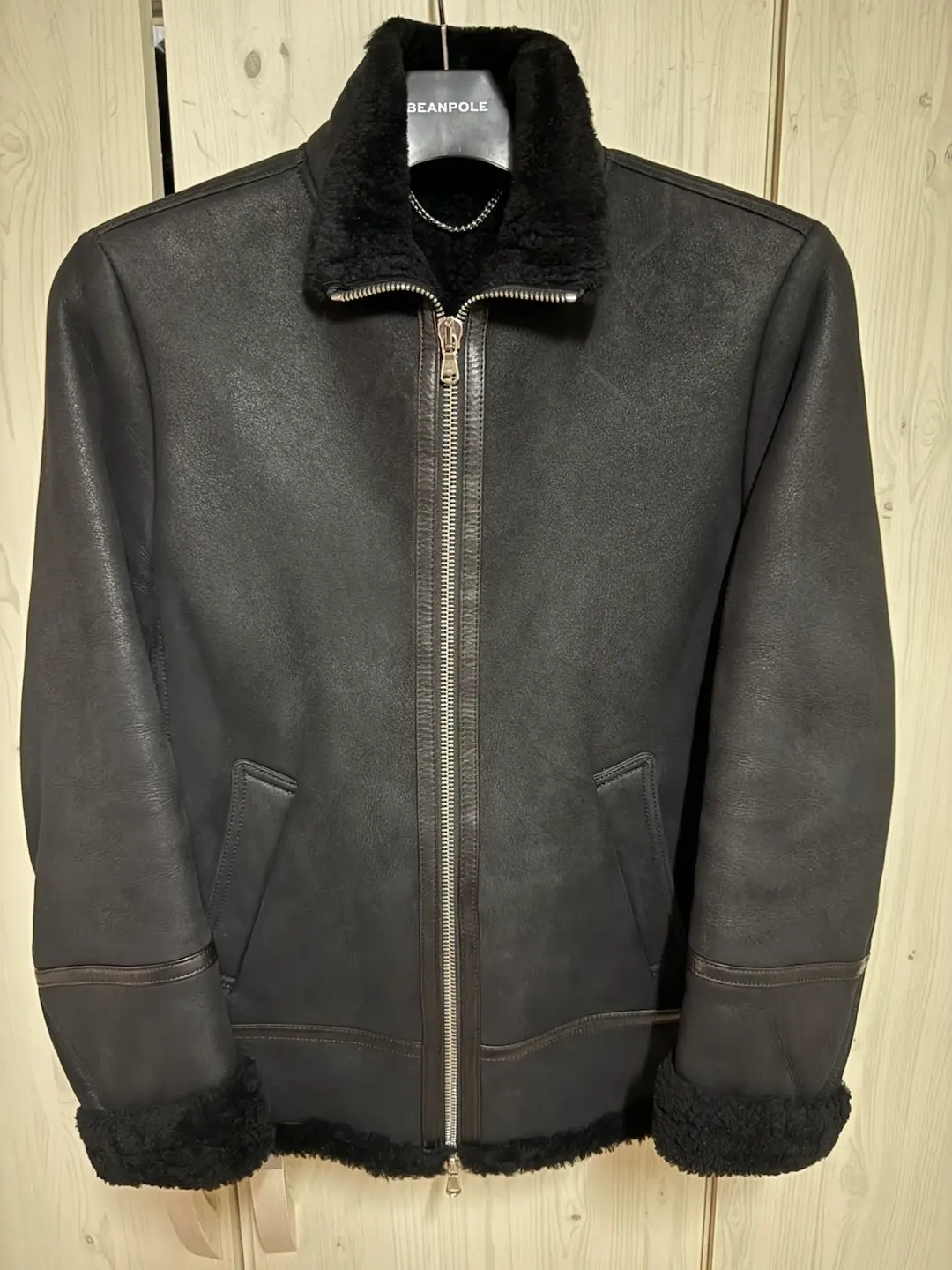 Beanpole Black Lambskin Shearling Jacket 100% This Price Today Only