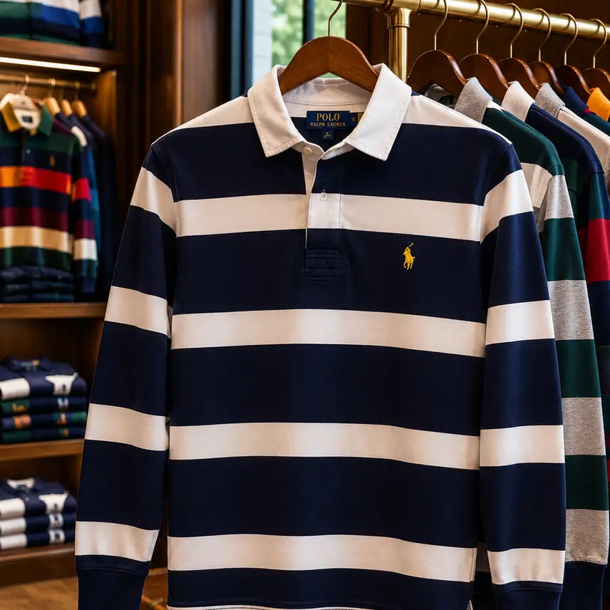 M Polo Ralph Lauren Iconic Shirt Rugby Shirt New Model QR Authentic Navy