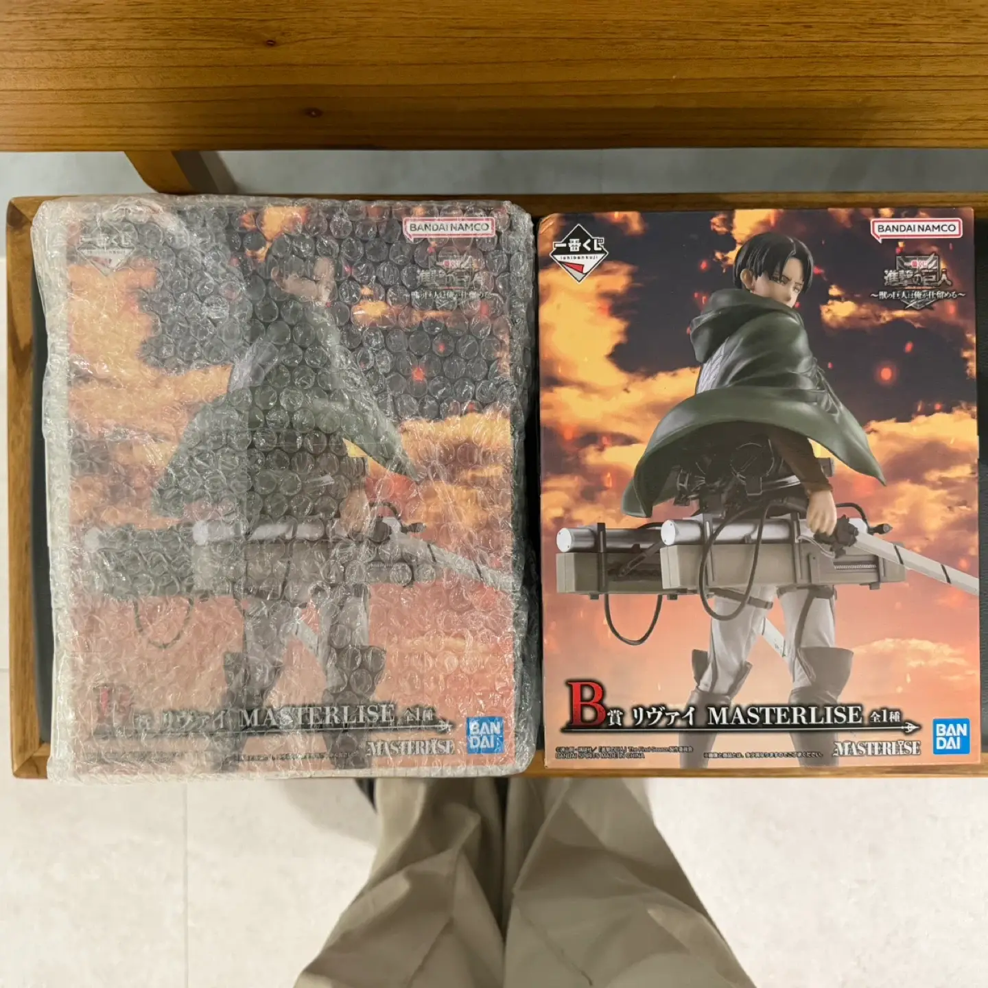 Mô hình Levi trong Attack on Titan của Bandai, chưa mở hộp.