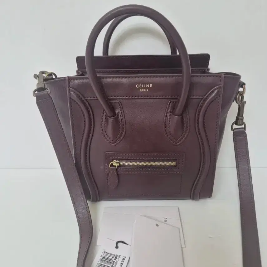 Celine Nano Luggage Bag Burgundy