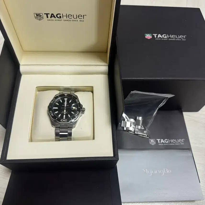 Myeongbo Authentic Full Set TAG Heuer Aquaracer 300 Black Ceramic Automatic 41m