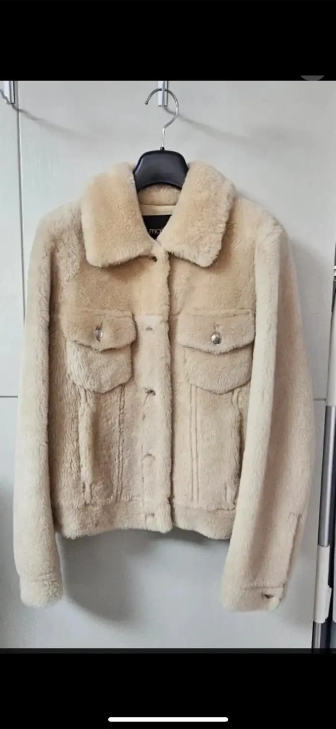 Maje Shearling Jacket Beige Size 1 55