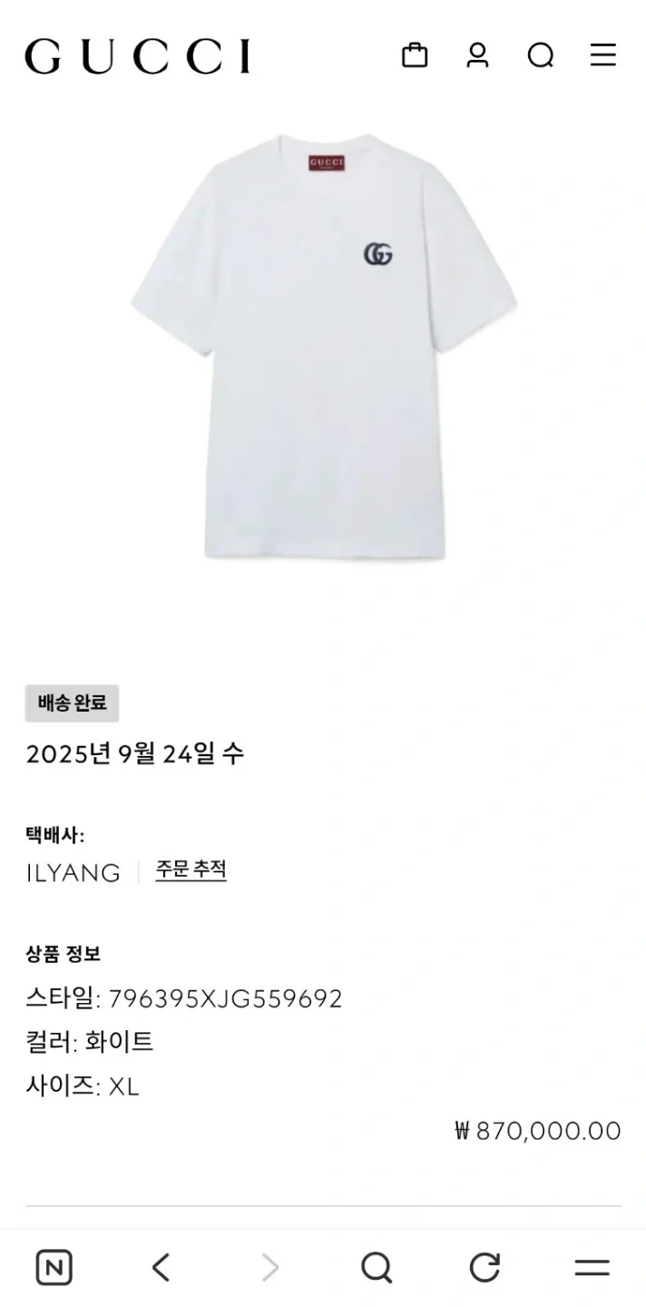 グッチホワイト半袖TシャツXL