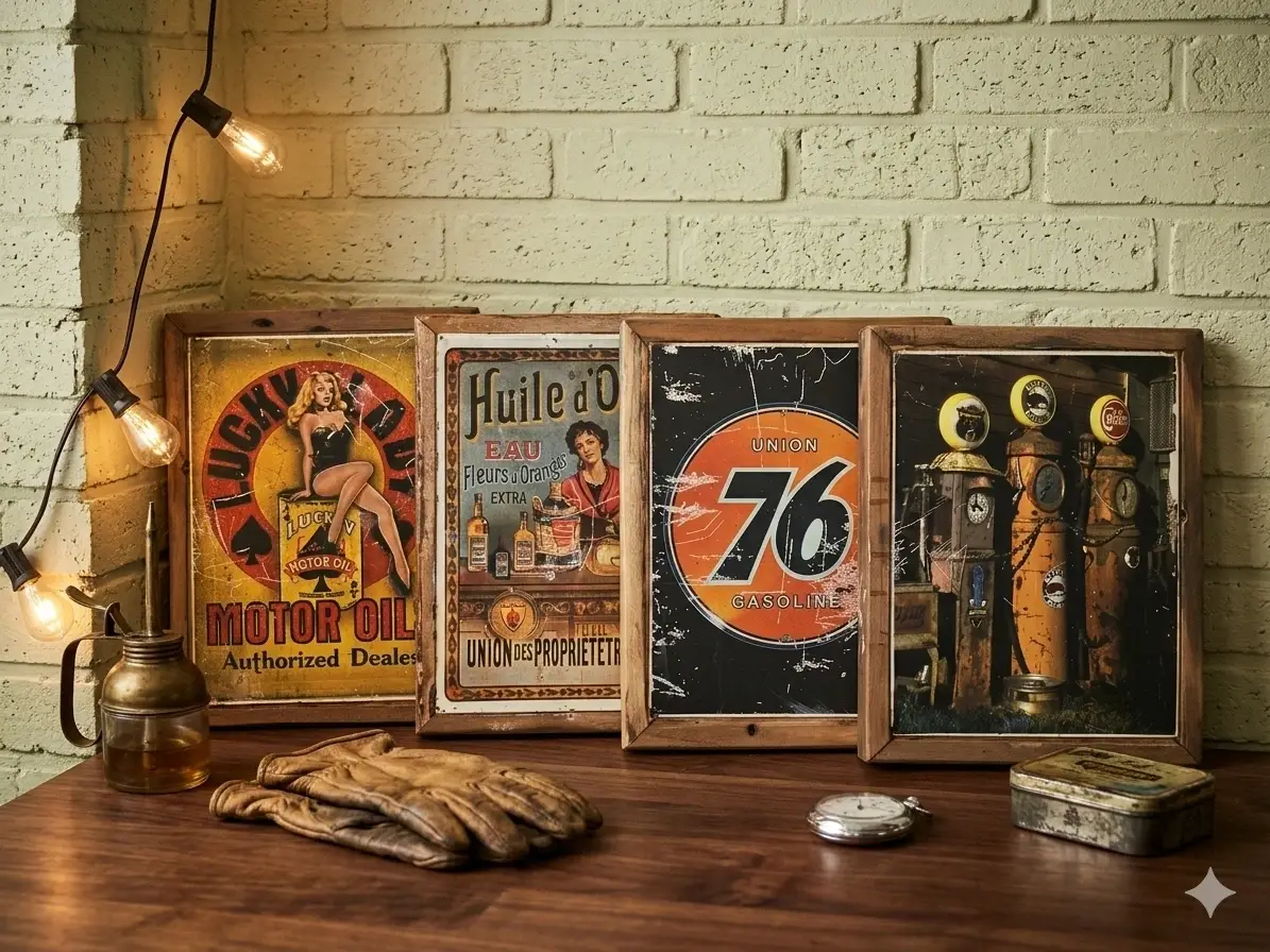 4-Piece Set of Vintage Retro Photo Frames for Broadcast Filming