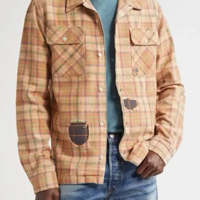 Brand New RRL Repaired Plaid Twill Camp Shirt Size L