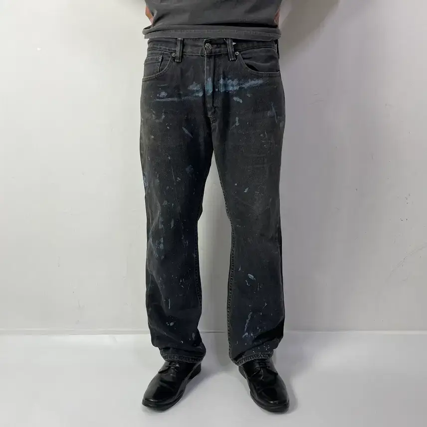 リーバイス505ブランクタップ黒青デニムパンツ