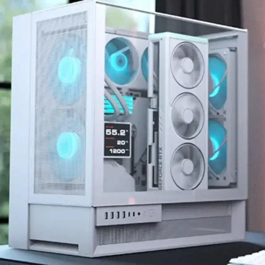 24 7800X3D 9070XT White Left and Right Installation Computer