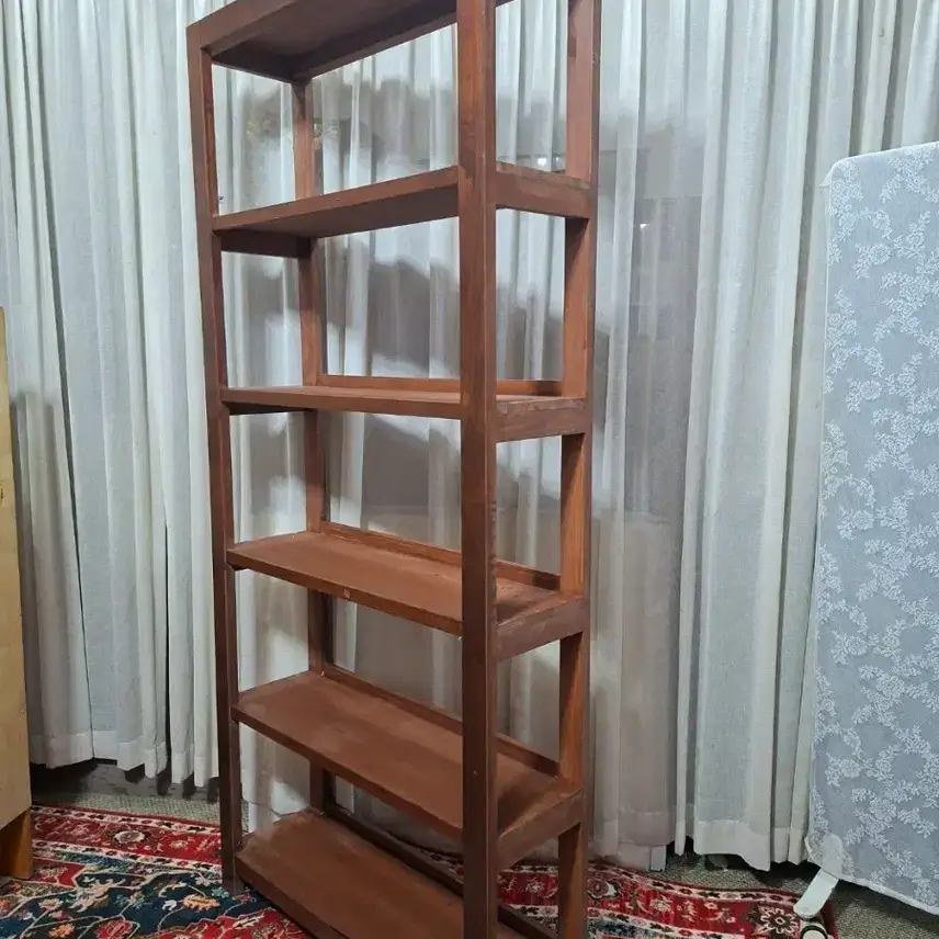 Kệ sách 5 tầng bằng gỗ nguyên khối kiểu cổ điển làm theo yêu cầu, kệ mở đựng rượu, tủ đựng thực phẩm