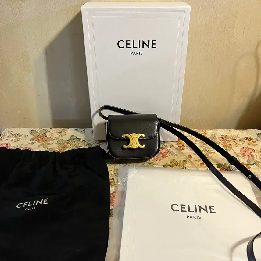 Selling Grade S Celine Triomphe Black Mini Claude Bag
