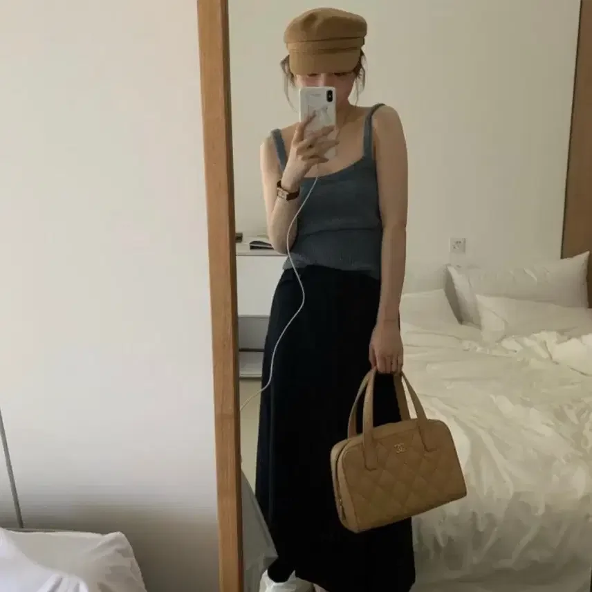 빈티지 샤넬 와이드 스티치 토트백 베이지