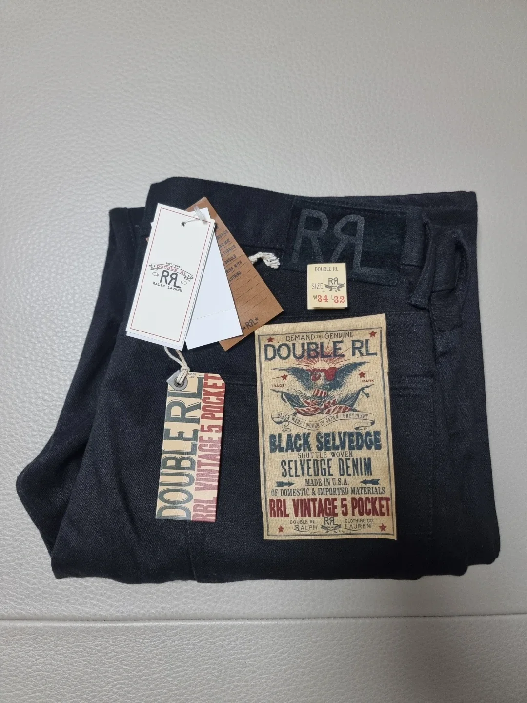 34 32 RRL 더블알엘 빈티지파이브포켓 블랙 온 블랙